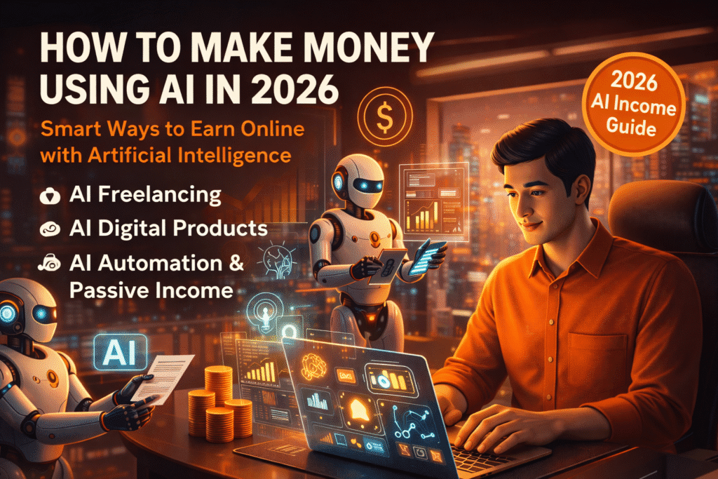 How to make money using AI in 2026 through AI freelancing, digital products, and automation for passive income